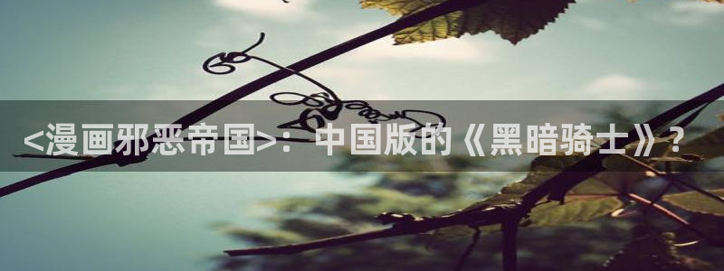 日韩漫画免费：<漫画邪恶帝国>：中国版的《黑暗骑士》？